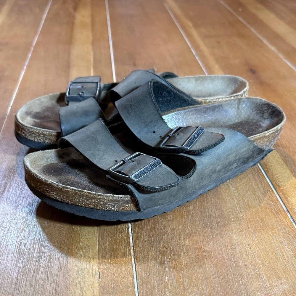 Birkenstock Women’s Size 37 Dark Brown Double Strap Sandals - Picture 2 of 7